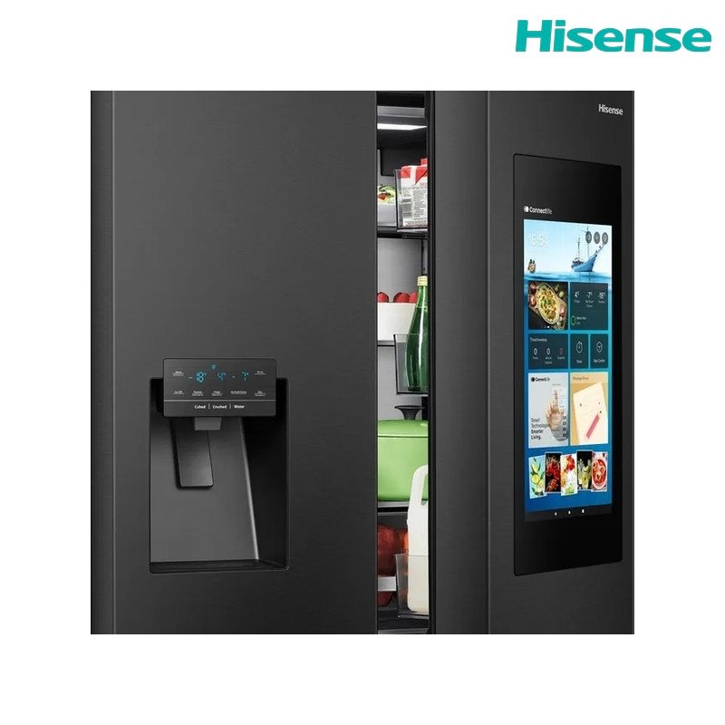 ثلاجة متعددة الأبواب هايسنس RQ759N4IBU1 759 لتر (538 لتر صافي) Inverter Wi‑Fi موزع ماء Triple Zone - أسود