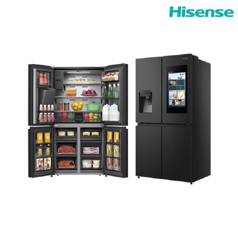 ثلاجة متعددة الأبواب هايسنس RQ759N4IBU1 759 لتر (538 لتر صافي) Inverter Wi‑Fi موزع ماء Triple Zone - أسود