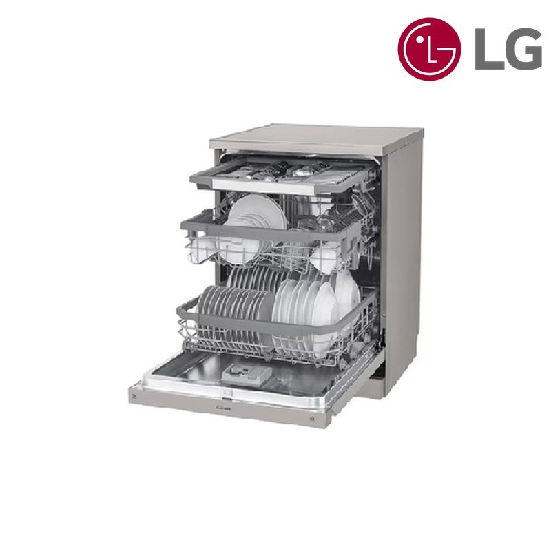 غسالة صحون LG DFC435FP 14 مكان 3 رفوف TrueSteam - ستانلس ستيل / فضي