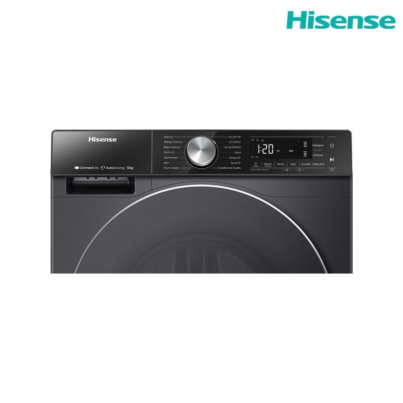 غسالة ومجففة هايسنس WD5S1245BB سعة 12/8 كغم 1400 دورة Wi‑Fi - أسود
