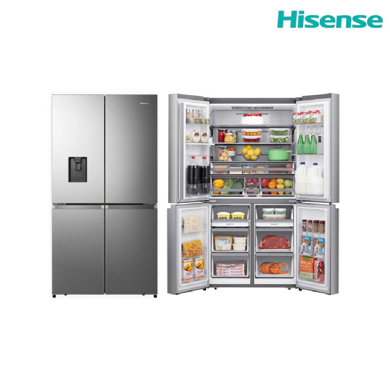 ثلاجة متعددة الأبواب هايسنس RQ749P5AS 749 لتر (579 لتر صافي) No Frost Inverter موزع ماء Triple Zone - إينوكس