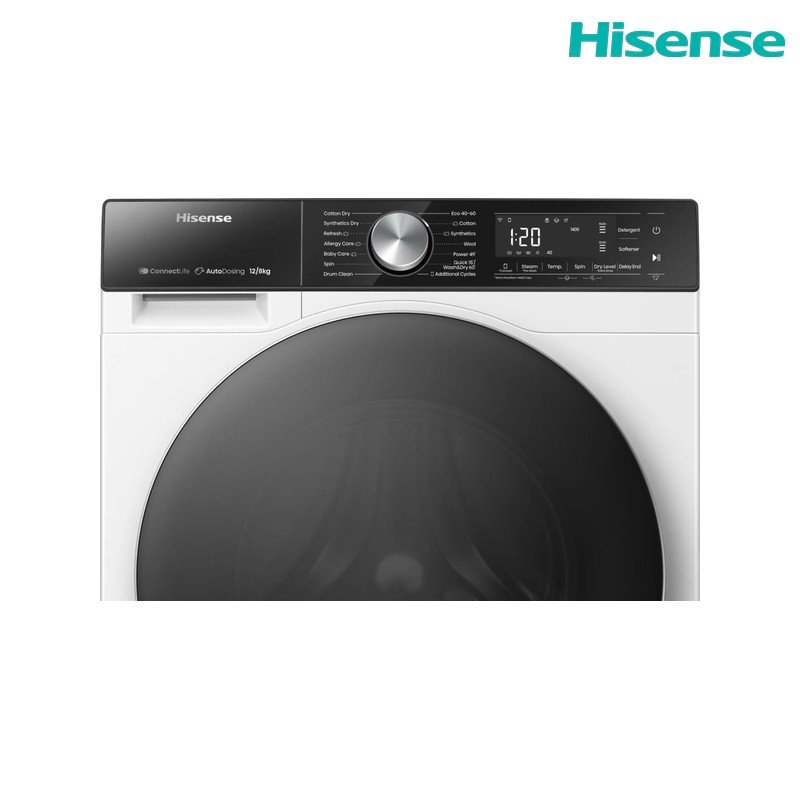 غسالة ومجففة هايسنس WD5S1245BW سعة 12/8 كغم 1400 دورة Auto Dosing - أبيض