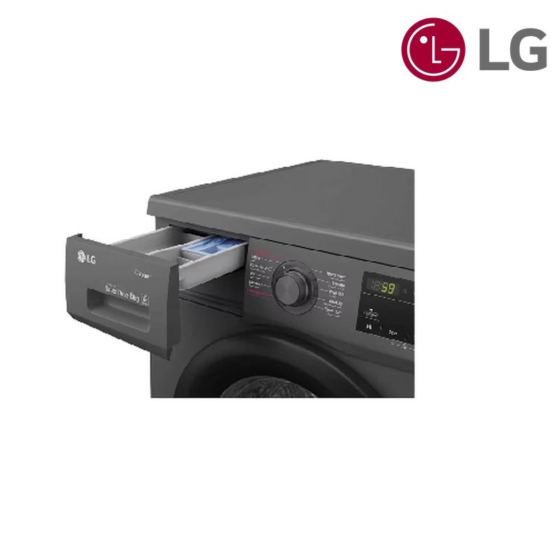 غسالة ملابس LG أمامية WJ1408MTG 8 كغم Front Load - أسود ستيل