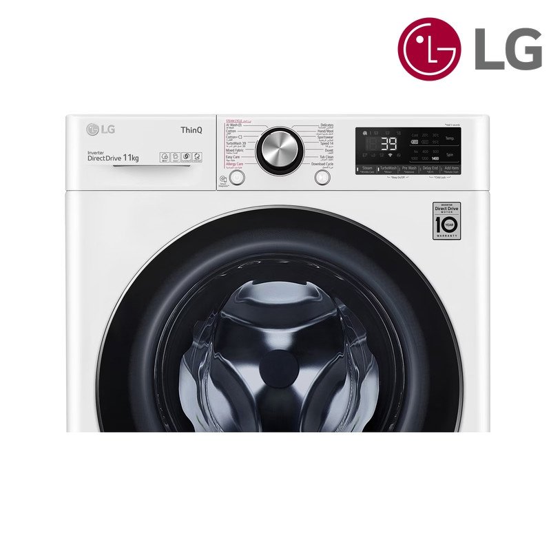 غسالة ملابس LG أمامية WR9011BWG 11 كغم Front Load - أبيض