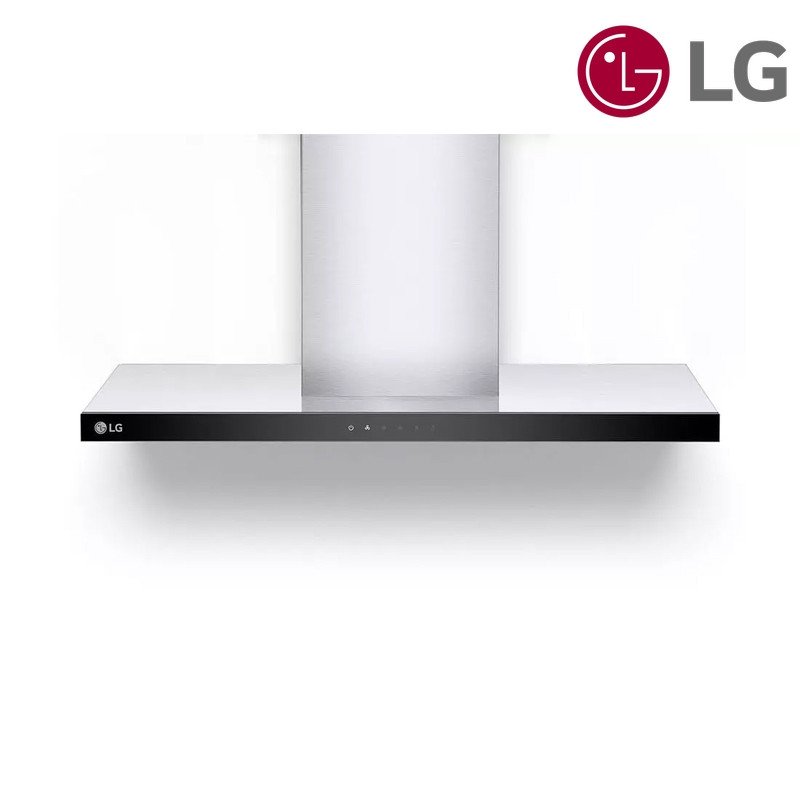 شفاط مطبخ LG HC7Z3625S شفاط جداري 90 سم 830 م³/ساعة - ستانلس ستيل / زجاج أسود