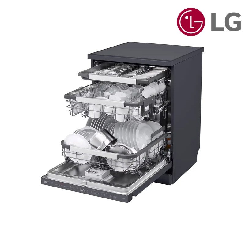 غسالة صحون LG DFC237HMS 3 رفوف TrueSteam تحكم مخفي - أسود مطفي